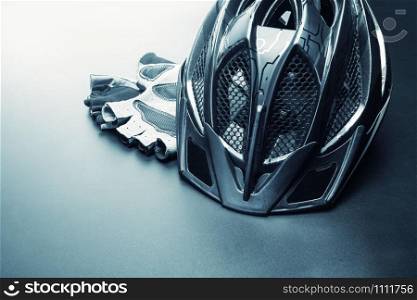Helmet and gloves - bicycle accessories