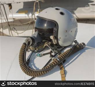 Helmet and oxygen mask of a military pilot. Helmet and oxygen mask of a military pilot.