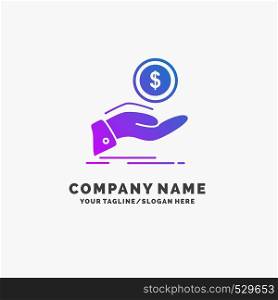 help, cash out, debt, finance, loan Purple Business Logo Template. Place for Tagline.. Vector EPS10 Abstract Template background