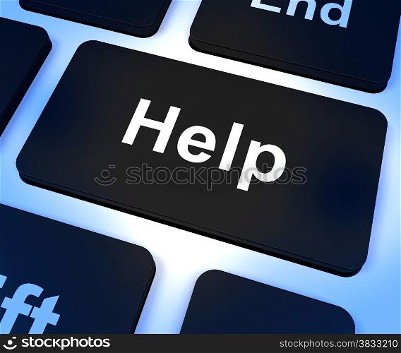 Help Computer Key Showing Assistance Support And Answers. Help Computer Key Shows Assistance Support And Answers