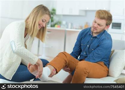 helping boyfriend with damaged ankle