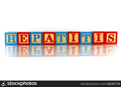 hepatitis word reflection on the white background