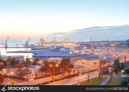 Heraklion. Sea port at sunrise.. View of the seaport in the early morning. Greece. Crete.