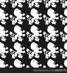 Heraldic seamless pattern with lion silhouette. Heraldic seamless pattern with white lion silhouette on black backdrop, vector illustration