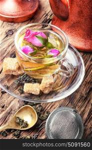 herb tea made from tea rose petals
