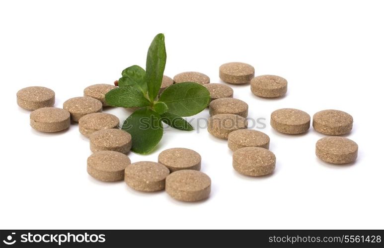 herbal pills isolated on white background