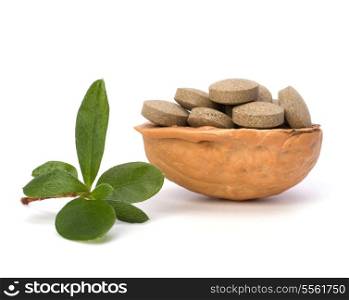 herbal pills isolated on white background