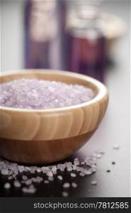 herbal salt in wooden bowl