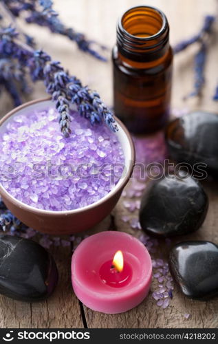 herbal salt lavender and spa stones