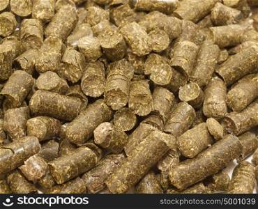 herbs granules background. food for horse and farm animal