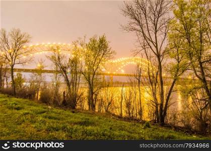 Hernando de Soto Bridge - Memphis Tennessee. Hernando de Soto Bridge - Memphis Tennessee at night