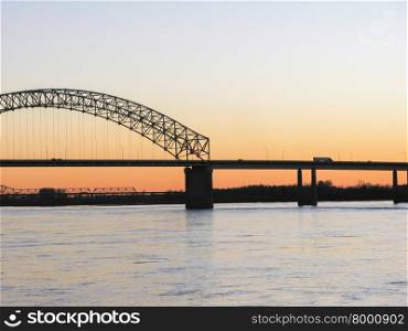 Hernando de Soto Bridge with Memphis-Arkansas Bridge in the background