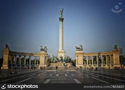 Heroes square in Budapest in Hungary: