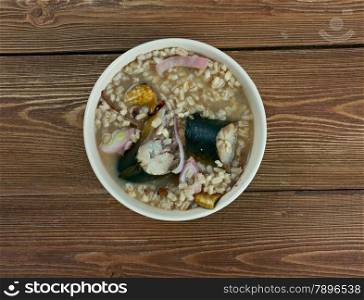 Herring soup - Sweden fish soup.mix of water, barley-meal and red herring