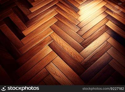 Herringbone pattern warm brown wood boards or planks
illustration. AI generative.