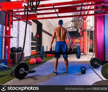 Hex Dead Lift Shrug Bar Deadlifts man at gym workout weightlifting