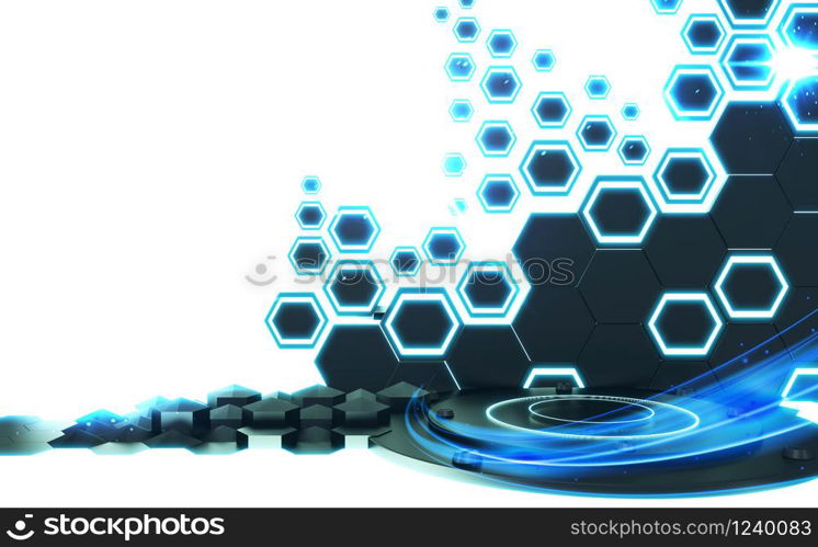 Hexagon black abstract background. 3D rendering