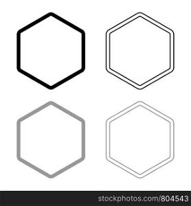 Hexagon shape element icon outline set black grey color vector illustration flat style simple image