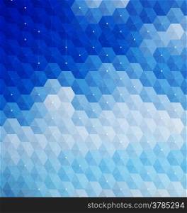 Hexagonal blue modern mosaic background. Geometric polygonal abstract art backdrop for mobile and web design.