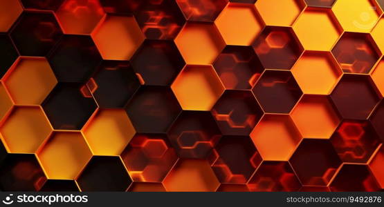 Hexagonal gradient background with orange hexagons