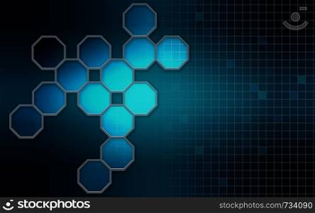 Hexagonal molecular structures in technology background ,3D rendering