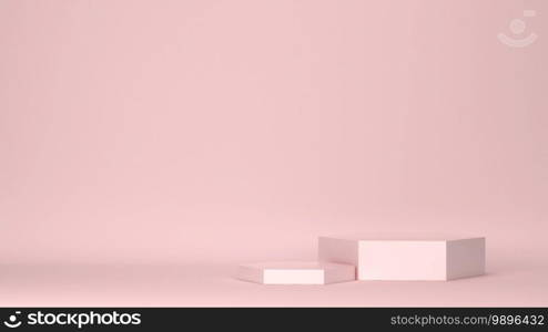 Hexagonal podiums. 3d illustration. Minimal concept 