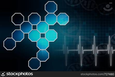 Hexagonal structures in medical background ,3D rendering