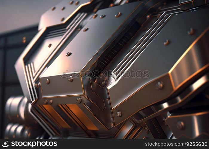 Hi-tech digital technology industry and engineering. Steel panels of the future. Neural network AI generated art. Hi-tech digital technology industry and engineering. Steel panels of the future. Neural network AI generated