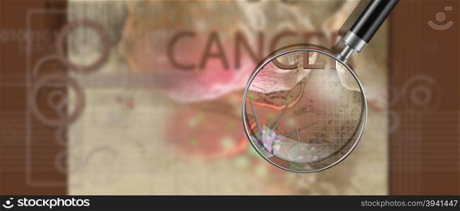 hi tech infographics of cancer cell made in 3d software