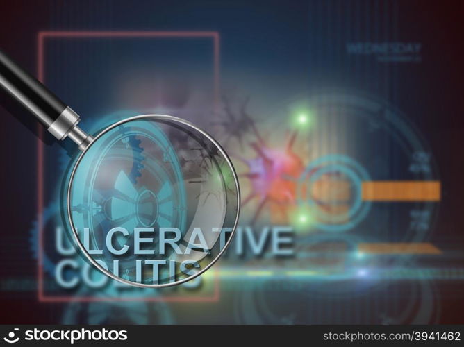 hi tech infographics of ulcerative colitis made in 3d software