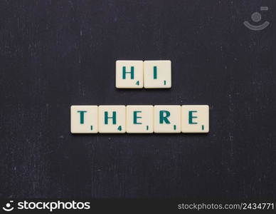 hi there text arranged row black background