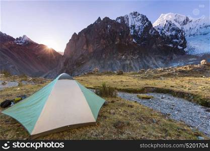 Hicker&rsquo;s tent in the mountains