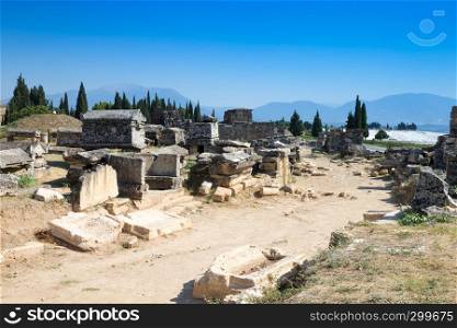 Hierapolis ancient city ruins, North Roman Gate, Pamukkale, Denizli Turkey