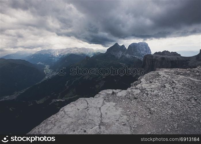 High Alpine mountain dramatic landscape, Dolomites Alps, Italy