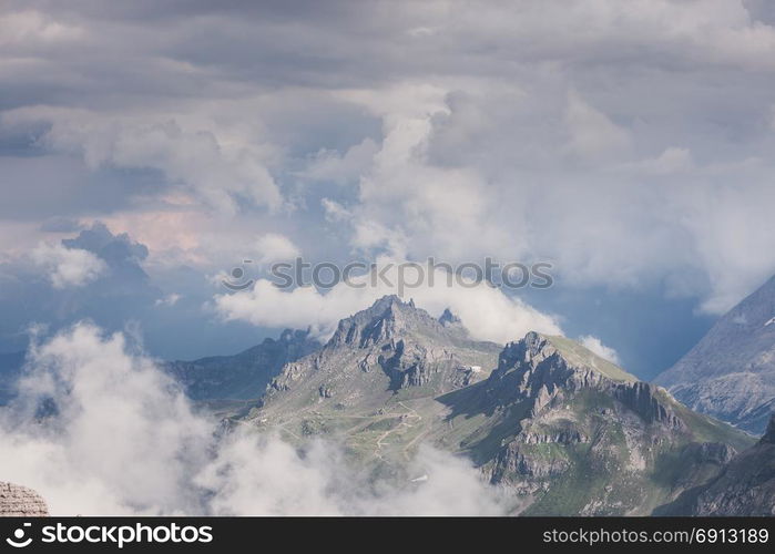 High Alpine mountain dramatic landscape, Dolomites Alps, Italy