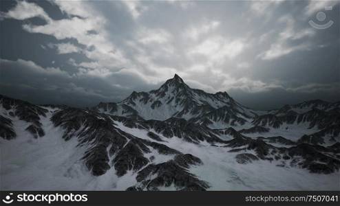 high altitude peaks and clouds in Dolomites mountains in Italy.. High Altitude Peaks and Clouds