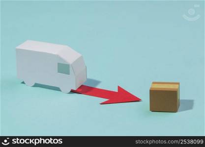 high angle arrangement with box truck