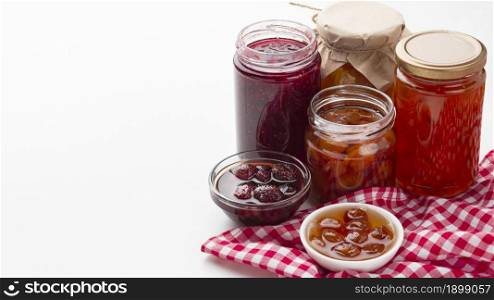 high angle arrangement with jam jars. Resolution and high quality beautiful photo. high angle arrangement with jam jars. High quality beautiful photo concept
