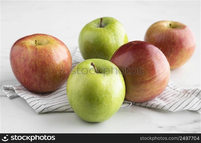 high angle assortment apples