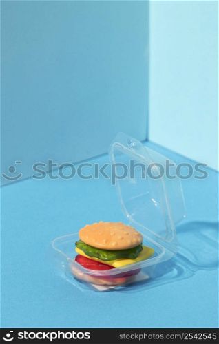 high angle assortment burger candy