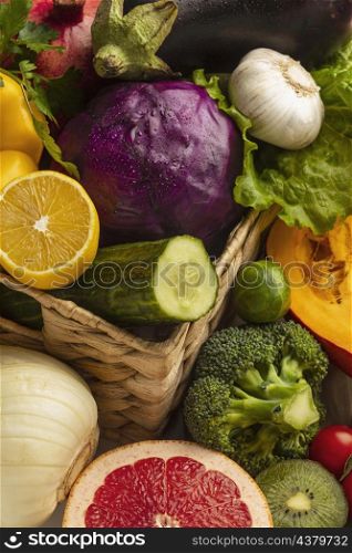 high angle assortment fresh vegetables