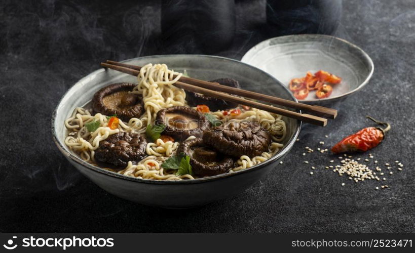 high angle assortment noodles bowl 2