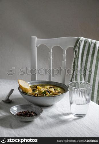 high angle bowl with food table 2