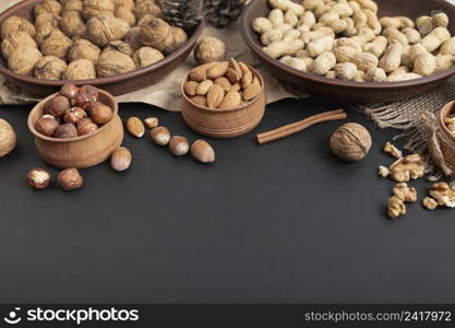 high angle bowls with hazelnut other nuts