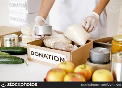 high angle box prepared donation