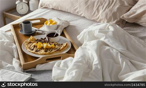 high angle breakfast tray bed