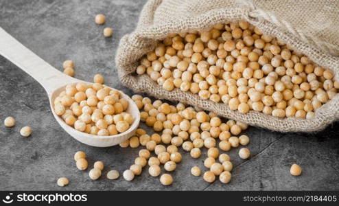 high angle chickpeas beans concept