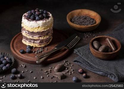 high angle chocolate cake concept 2