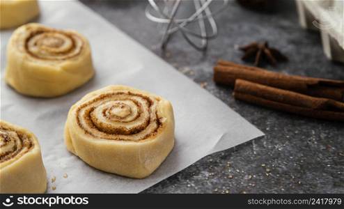 high angle cinnamon rolls