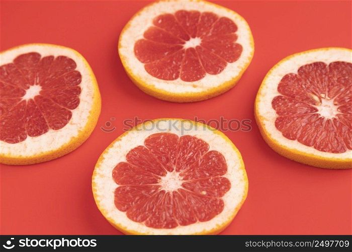 high angle citrus slices